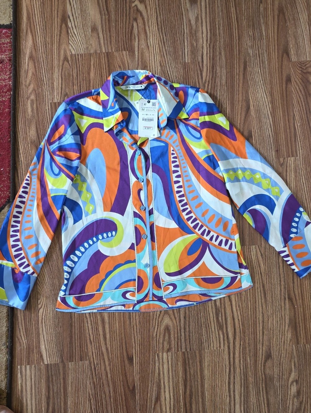 Zara Multi-Color Abstract Print Button-Up Jacket - Picture 2 of 10